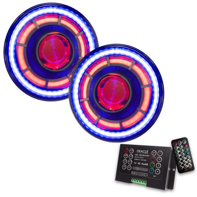 Oracle 5876-333 Oculus Bi-LED Projector Halo Headlights ColorSHIFT with 2.0 Controller for 07-18 Jeep Wrangler JK