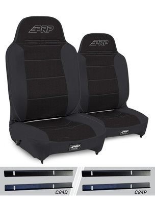 PRP A130110-C24-50 Enduro High Back Reclining Suspension Seat Kit Black for 03-06 Jeep Wrangler TJ & Unlimited PRP A130110-C24-50 Enduro High Back Reclining Suspension Seat Kit Black for 03-06 Jeep Wrangler TJ & Unlimited