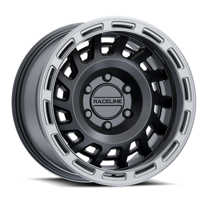 Raceline 957BS-78550-00 957BS Halo Satin Black Silver Ring 17x8.5 5x5 4.72" Backspace Wheel for 07-25 Jeep Wrangler JK, JL & Gladiator JT