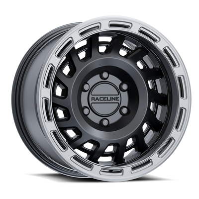 Raceline 957BS-79050-12 957BS Halo Satin Black Silver Ring 17x8.5 5x5 4.52" Backspace Wheel for 07-25 Jeep Wrangler JK, JL & Gladiator JT