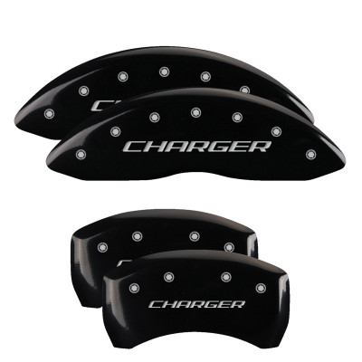 MGP 12162SCHBBK Dual Piston Caliper Covers Black with Charger Block Logo for 11-23 Charger 3.6L & 5.7L HEMI