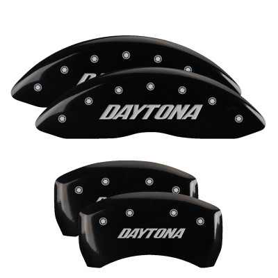 MGP 12162SDAYBK Dual Piston Caliper Covers Black with Daytona Logo for 2013 & 2017 Charger Daytona 5.7L HEMI