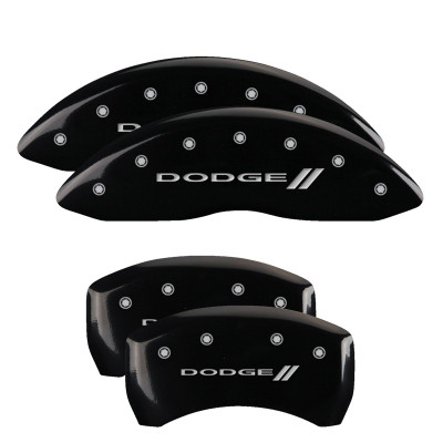 MGP 12162SDD3BK Dual Piston Caliper Covers Black with Dodge // Logo for 11-23 Challenger, Charger 3.6L & 5.7L HEMI