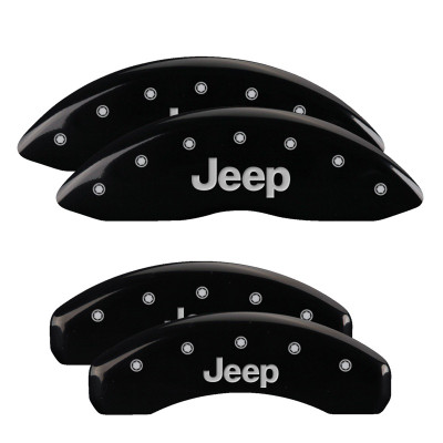 MGP 42020SJEPBK Caliper Covers Black with Jeep Logo for 11-21 Jeep Grand Cherokee 3.6L & 5.7L HEMI