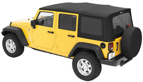Bestop 79137-35 OEM Replace-A-Top with Tinted Windows Black Diamond Sailcloth for 07-09 Jeep Wrangler Unlimited JK