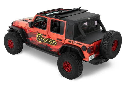 Bestop 53902-17 Halftop Soft Top Premium Black Twill for 18-23 Jeep Wrangler Unlimited JL