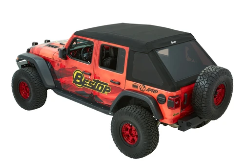 Bestop 54925-17 Trektop Ultra Slantback Soft Top Premium Black Twill for 18-26 Jeep Wrangler Unlimited JL