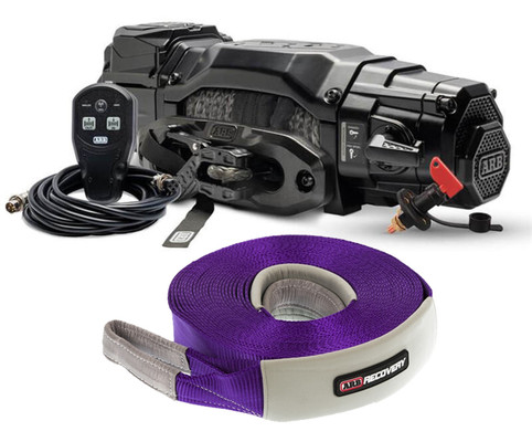 ARB ARW120SA 12,000lb Winch with Synthetic Rope with FREE 17,600lb Extension Strap