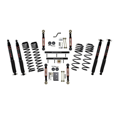Skyjacker TJ403BPBLTX 4" Dual Rate Long Travel Coil Spring Lift Kit with Flex Lower Control Arms with Black MAX Shocks for 03-06 Jeep Wrangler TJ & Unlimited