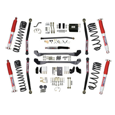 Skyjacker TJ40RR1LTK-H 4" Dual Rate Long Travel Rock Ready Long Arm Lift Kit with Hydro 7000 Shocks for 97-06 Jeep Wrangler TJ