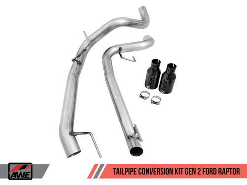 DISCONTINUED AWE Tuning 2017+ Ford Raptor Tailpipe Conversion Kit w/ Diamond Black Tips