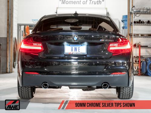DISCONTINUED AWE Tuning BMW F22 M235i / M240i Touring Edition Axle-Back Exhaust - Chrome Silver Tips (102mm)