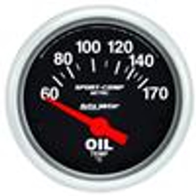 AutoMeter Sport-Comp 52mm 60-170 Degree Short Sweep Electronic Oil Temperature Gauge - 3348-M AutoMeter Sport-Comp 52mm 60-170 Degree Short Sweep Electronic Oil Temperature Gauge - 3348-M