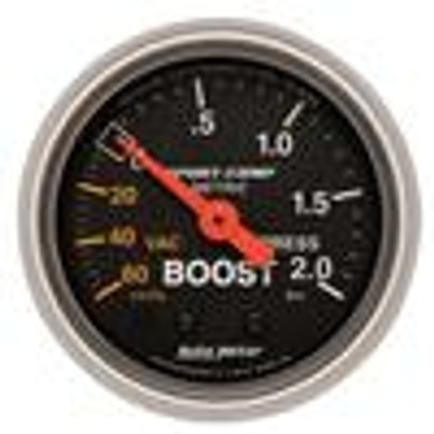 AutoMeter Sport-Comp 52mm 60cm/HG -2.0 Bar Mechanical Boost Gauge - 3303-M AutoMeter Sport-Comp 52mm 60cm/HG -2.0 Bar Mechanical Boost Gauge - 3303-M
