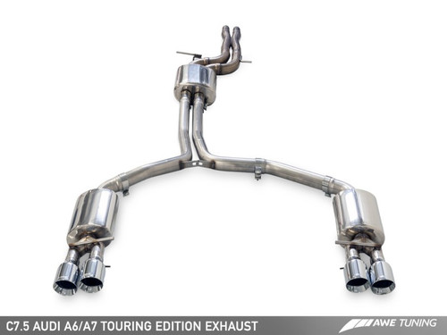 DISCONTINUED AWE Tuning Audi C7.5 A6 3.0T Touring Edition Exhaust - Quad Outlet Chrome Silver Tips