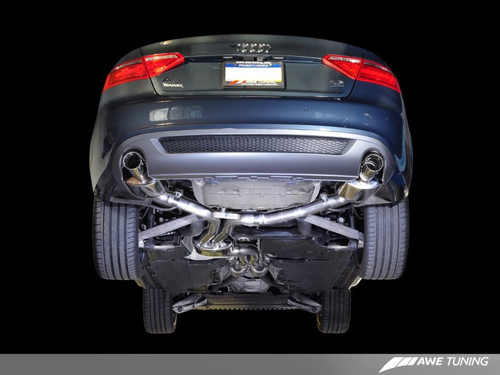 DISCONTINUED AWE Tuning Audi B8 A4 3.2L Touring Edition Exhaust - Dual 88.9mm (3.5in) Polished Silver Tips