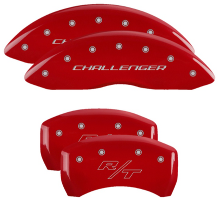MGP 12162SCBRRD Dual Piston Caliper Covers Red with Block Logo for 11-23 Challenger R/T 5.7L HEMI