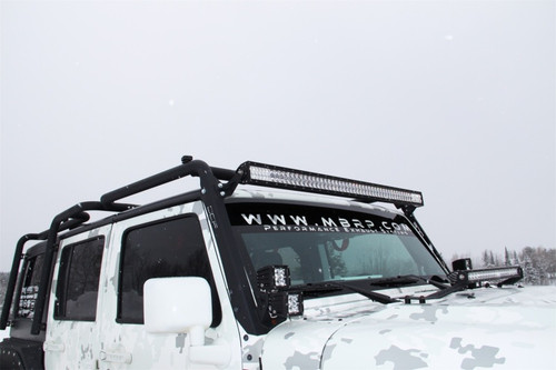 DISCONTINUED MBRP 07-15 Jeep Wrangler JK Fab Windshield Single Light Kit - Black Coated