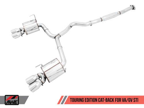 DISCONTINUED AWE Tuning Subaru STI VA / WRX GV / STI GV Sedan Touring Edition Exhaust - Diamond Black Tip (102mm)