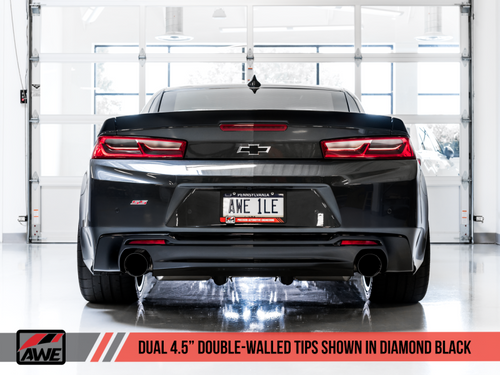 DISCONTINUED AWE Tuning 16-19 Chevrolet Camaro SS Axle-back Exhaust - Track Edition (Diamond Black Tips)