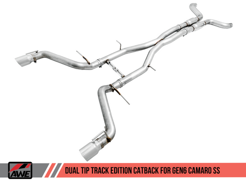 DISCONTINUED AWE Tuning 16-18 Chevy Camaro SS Resonated Cat-Back Exhaust - Track Edition (Chrome Silver Tips)