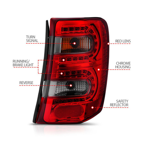ANZO USA 311180 LED Tail Lights Chrome Red Smoke Lens for 99-04