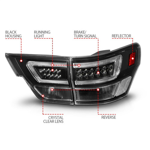 ANZO USA 311439 LED Light Bar Tail Lights Black Clear Lens for 11