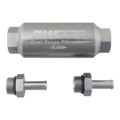 DeatschWerks SS 8AN 40 Micron Inline Fuel Filter Housing Kit 160mm | Universal (8-03-160-040K) main image 0