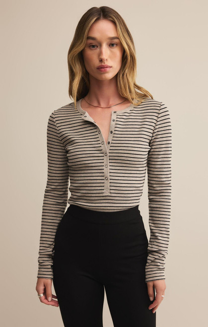 Striped Button Henley Top