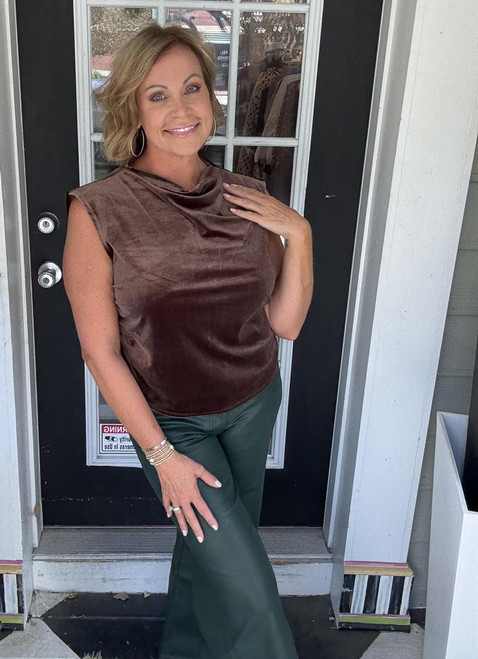 Chocolate Velvet Sleeveless Top