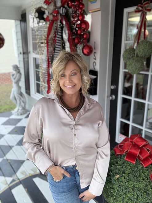 Champagne Nights Satin Blouse