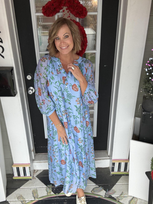 Sky Blossom Maxi Dress