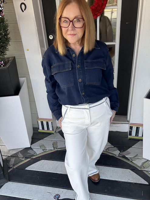 Chain Stitch Denim Pants