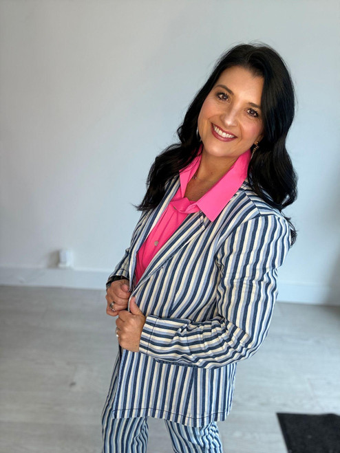 Easy Blue Stripe Blazer
