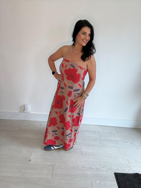 Desert Rose Strapless Midi Dress