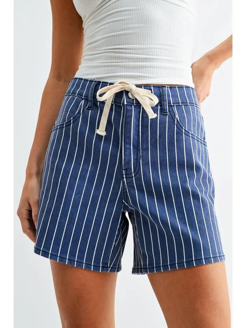 navy stripe tie shorts