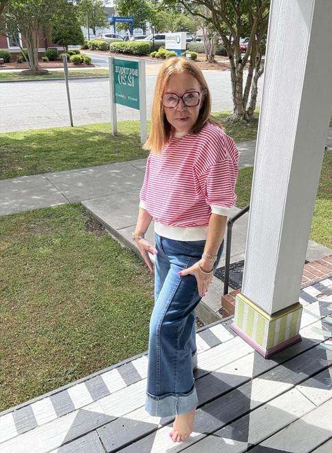 Striped Contrast Top