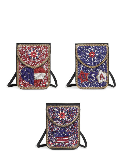 All-American Sparkle Beaded Crossbody Bag