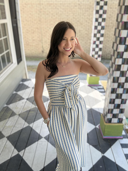 Coastal Stripe Strapless Jumpsuit