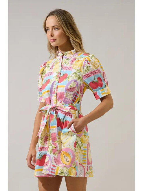 Women's bright, floral mini dress