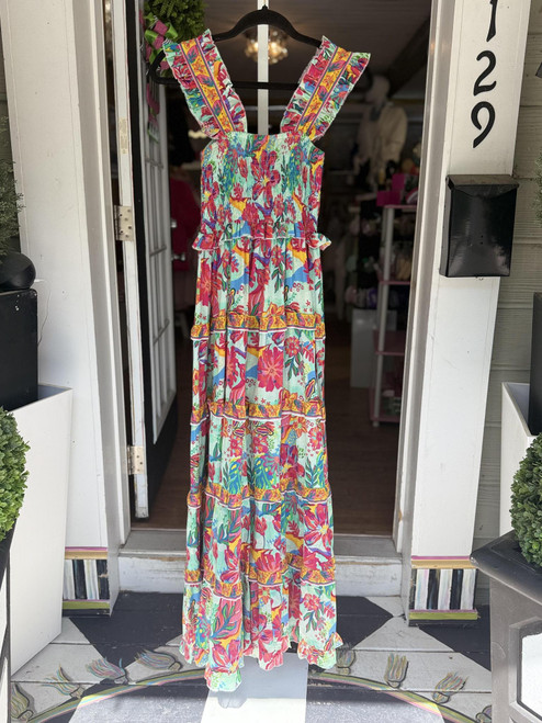 Tropical Bloom Tiered Maxi Dress