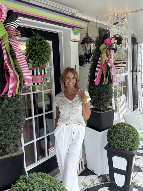Cream wide leg pants
