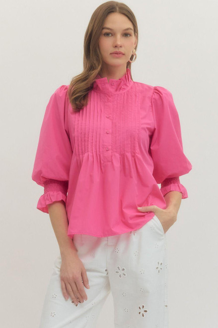 Pink Champagne Pleated Top