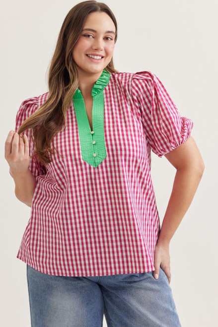 Watermelon Sugar Gingham Blouse
