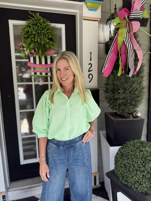 Lime Twist Puff Sleeve Top