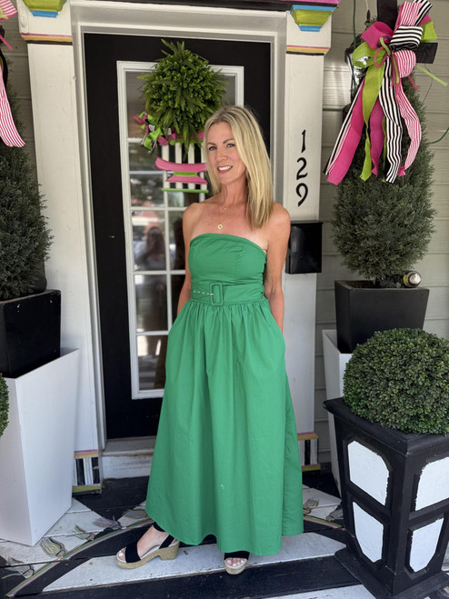 emerald Elegance Midi Dress