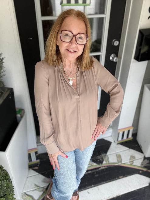 Mocha Luxe Satin Blouse