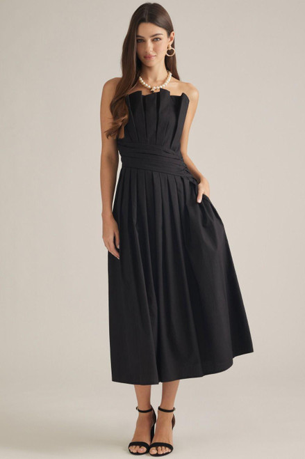 After Five Pleated Midi Dress