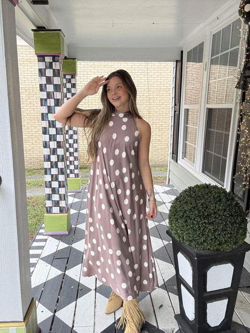 Mocha Dot Moment Maxi Dress