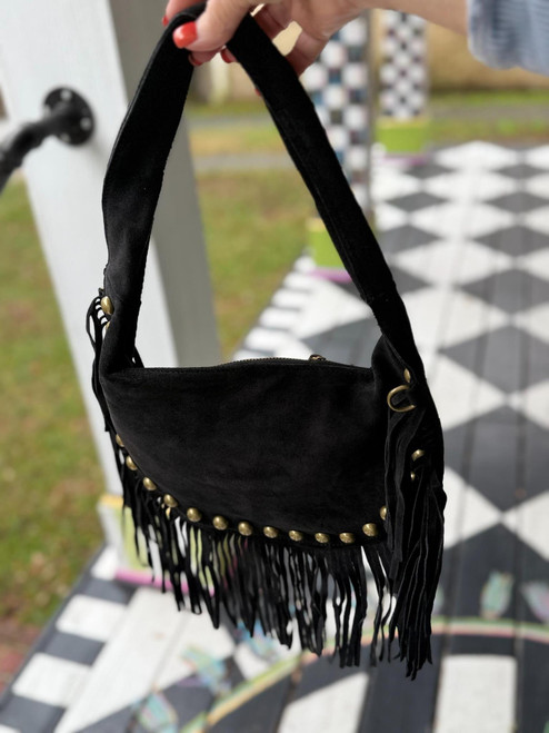 Fringe & Free Suede-Look Shoulder Bag